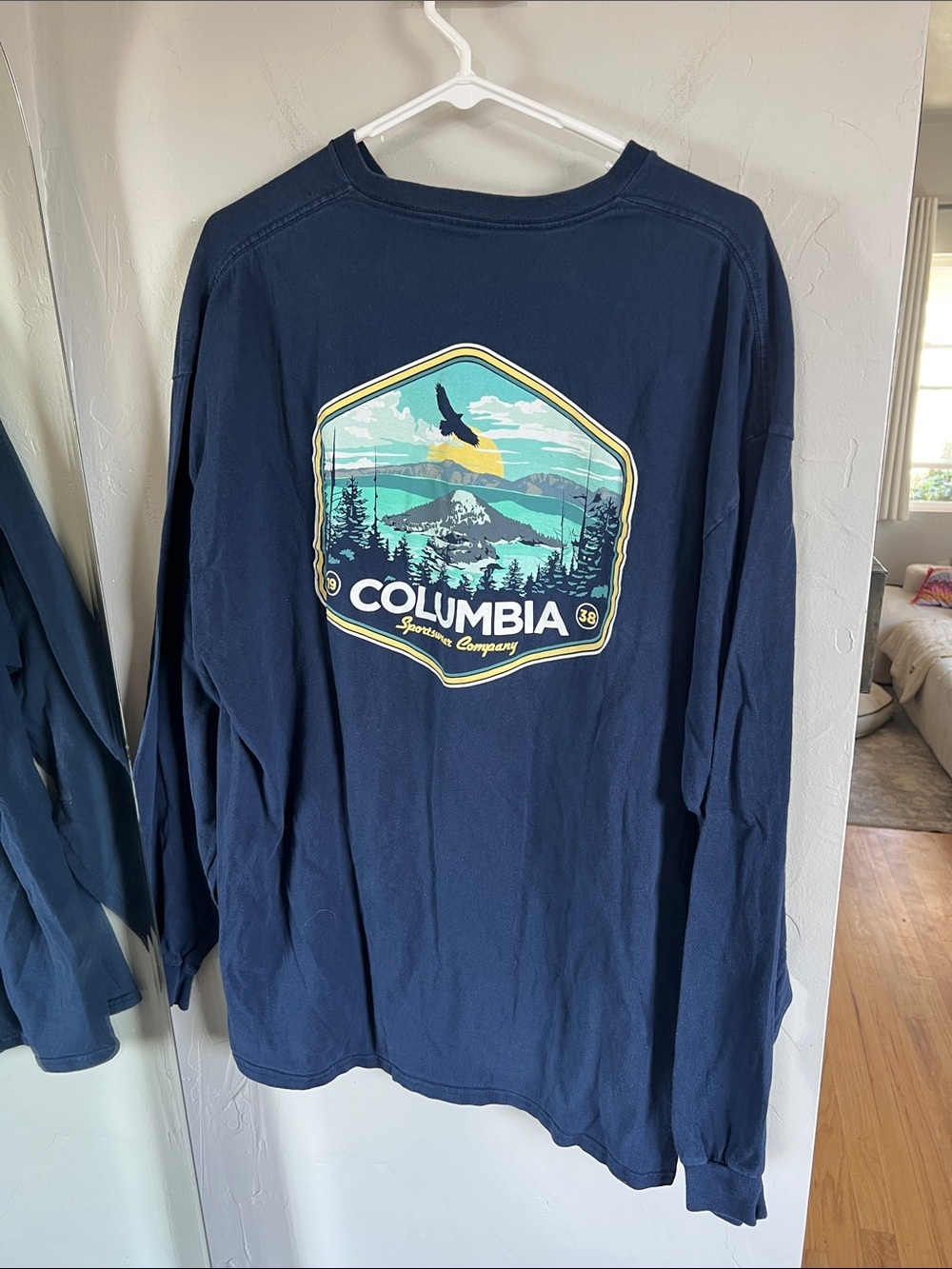 Columbia Navy Long Sleeve Shirt with Yellow Logo